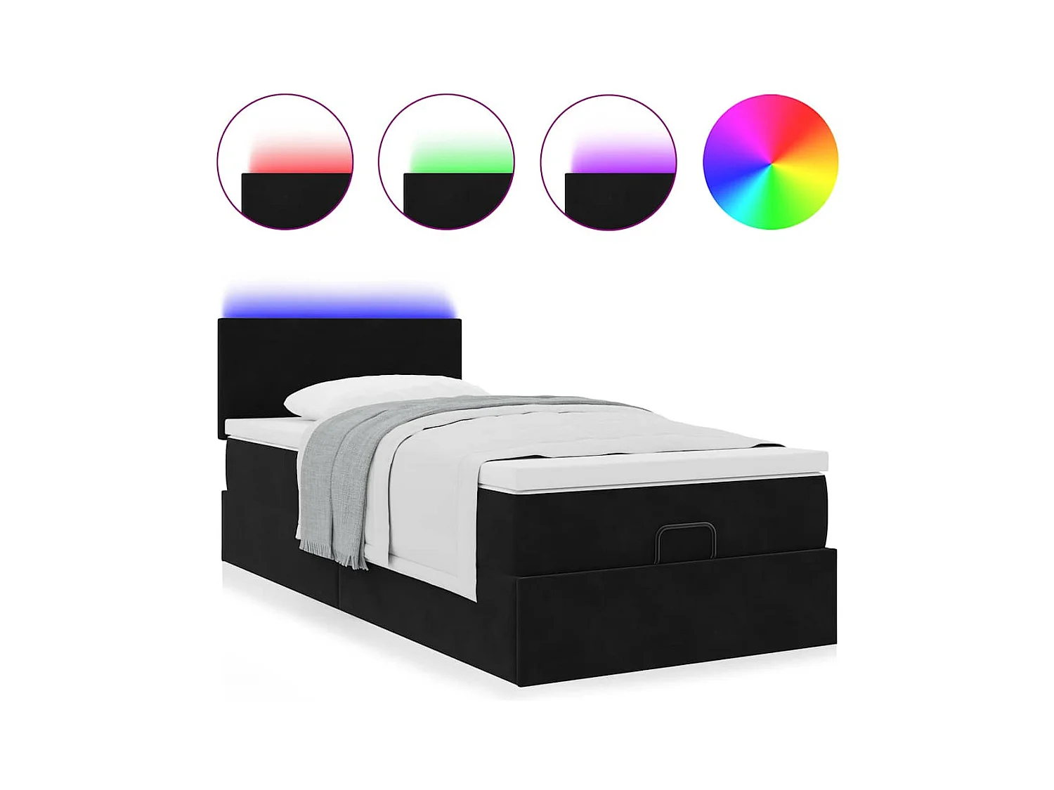 Bed poef met matras en LED's 80x200 cm fluweel zwart