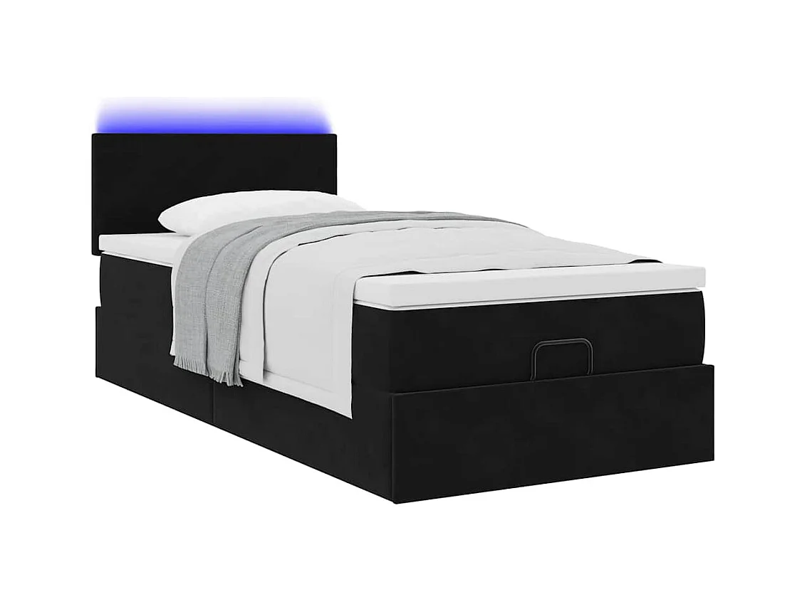 Bed poef met matras en LED's 80x200 cm fluweel zwart