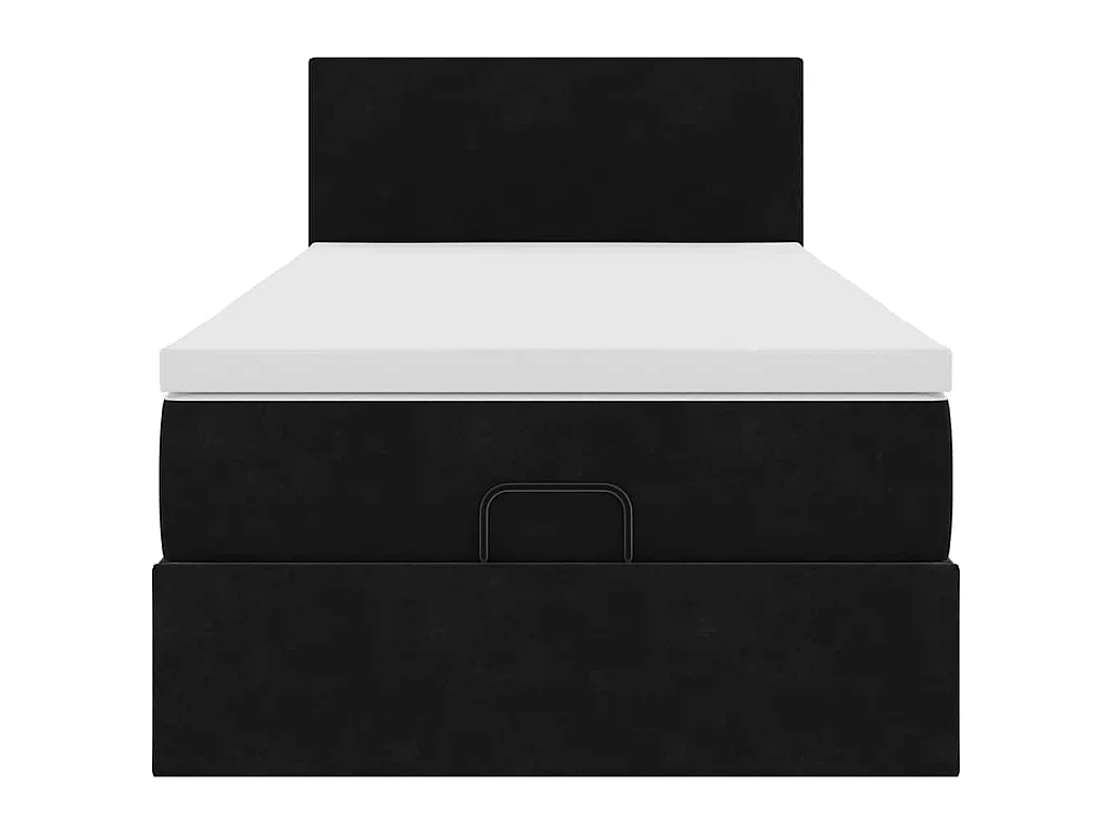Cama otomana con colchón y luces LED terciopelo negro 80x200cm