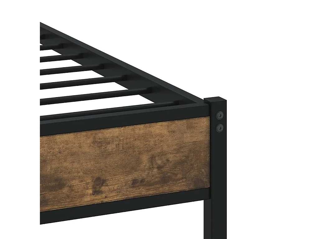 Cadre de lit en métal sans matelas chêne fumé 75x190 cm