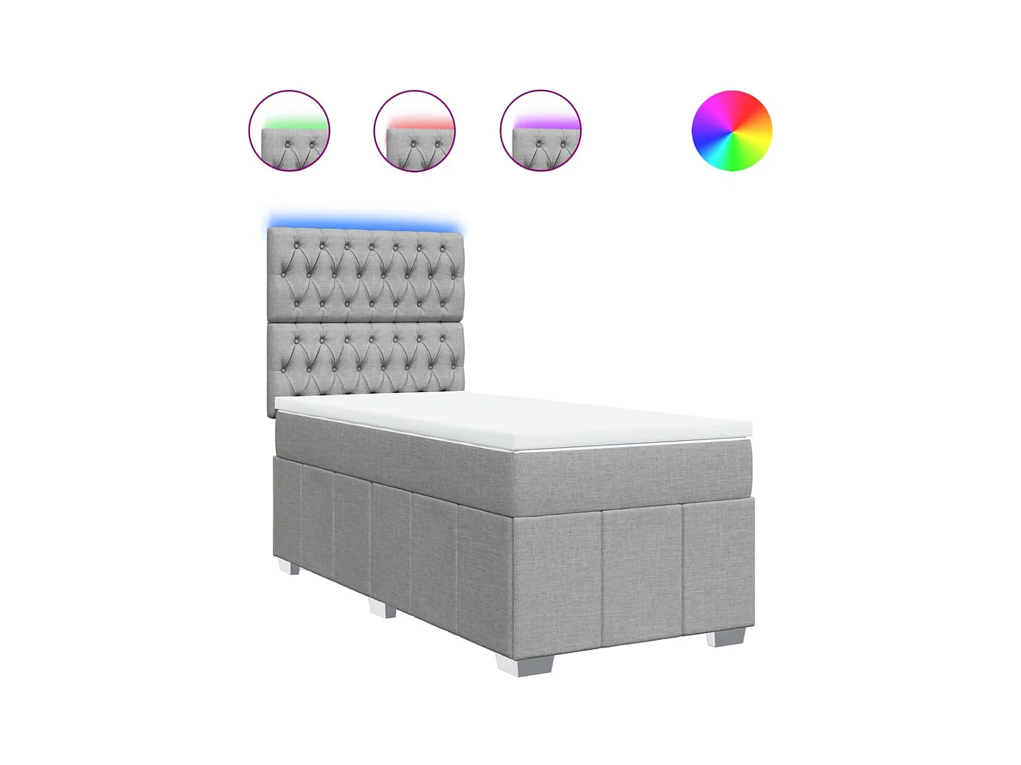 Boxspringbett mit Matratze Hellgrau 80x200 cm Stoff