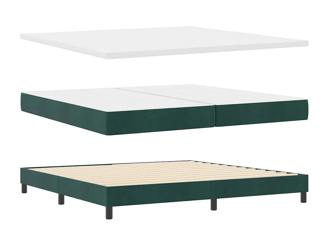 Lit à ressorts avec matelas Vert foncé 200 x 200 cm Velours