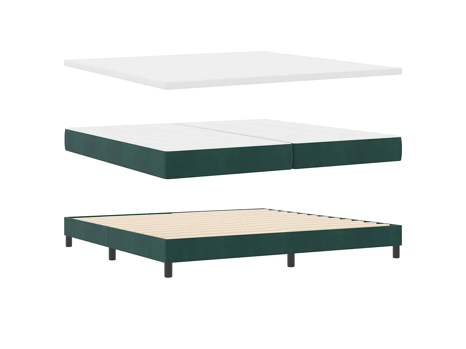 Letto a molle con testiera Verde Scuro 200 x 200 cm Velluto