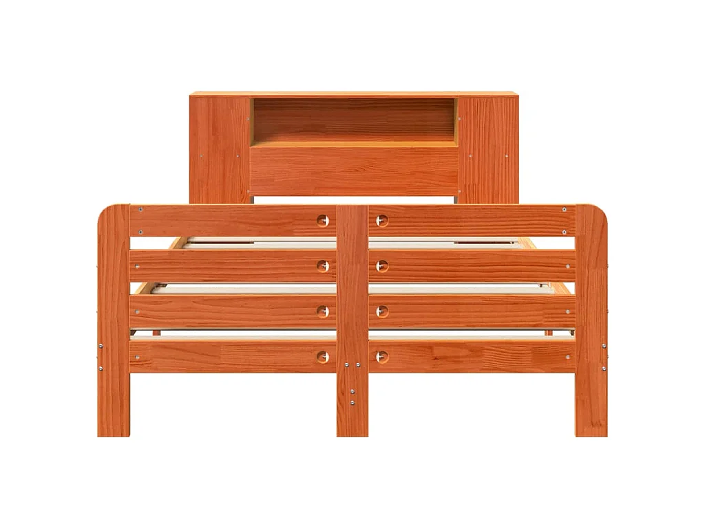 Massivholzbett ohne Matratze Wachsbraun 135x190 cm Kiefernholz