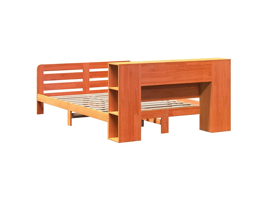 Massivholzbett ohne Matratze Wachsbraun 135x190 cm Kiefernholz