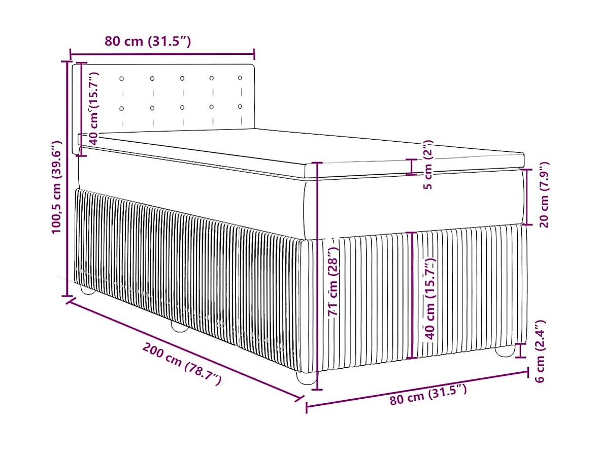Boxspring met matras stof donkerbruin 80x200 cm