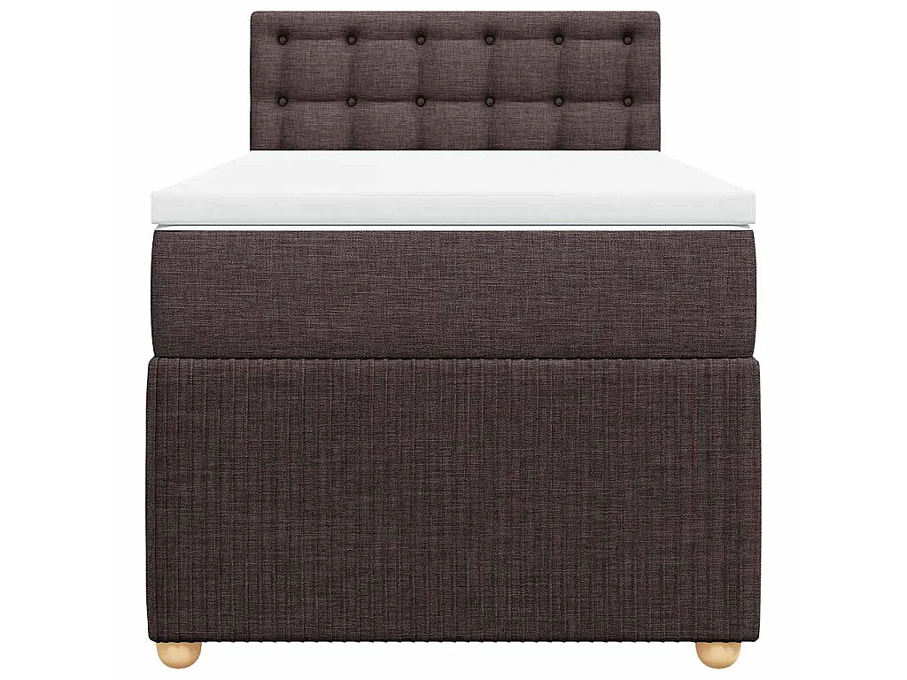 Cama box spring con colchón tela marrón oscuro 80x200 cm