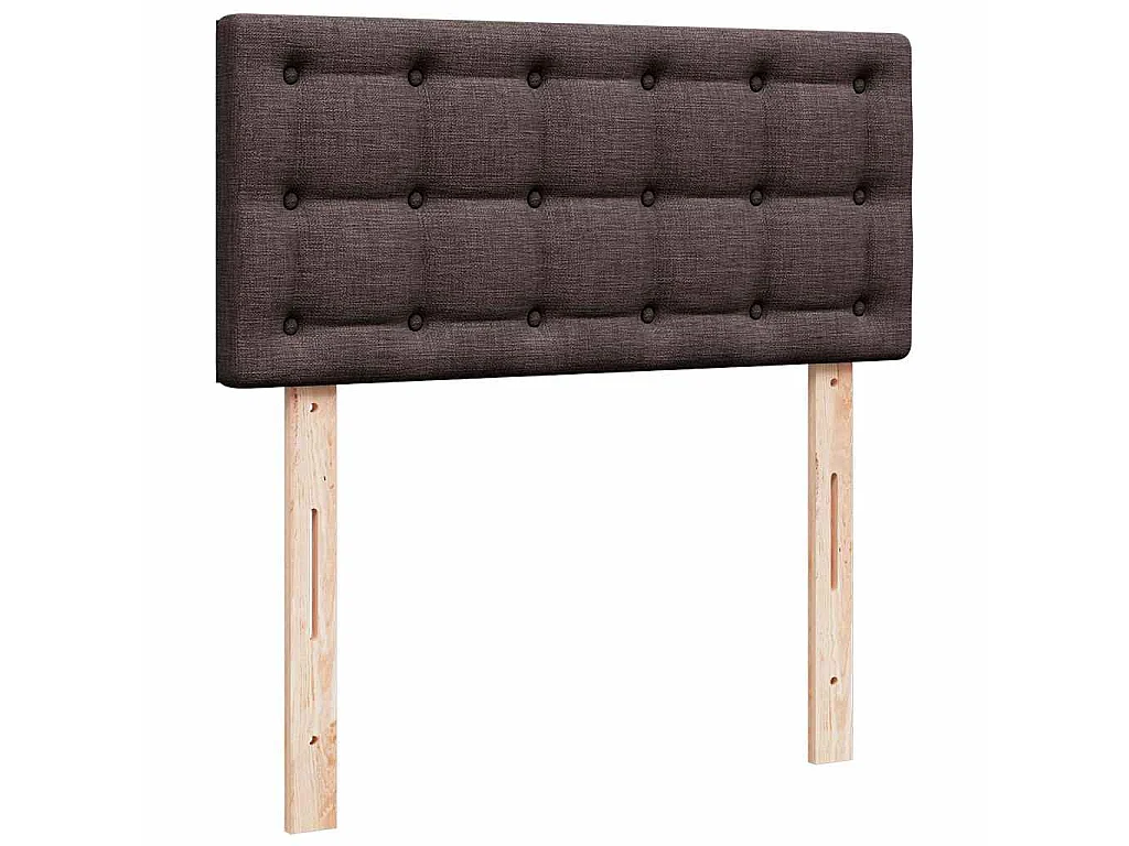 Cama box spring con colchón tela marrón oscuro 80x200 cm