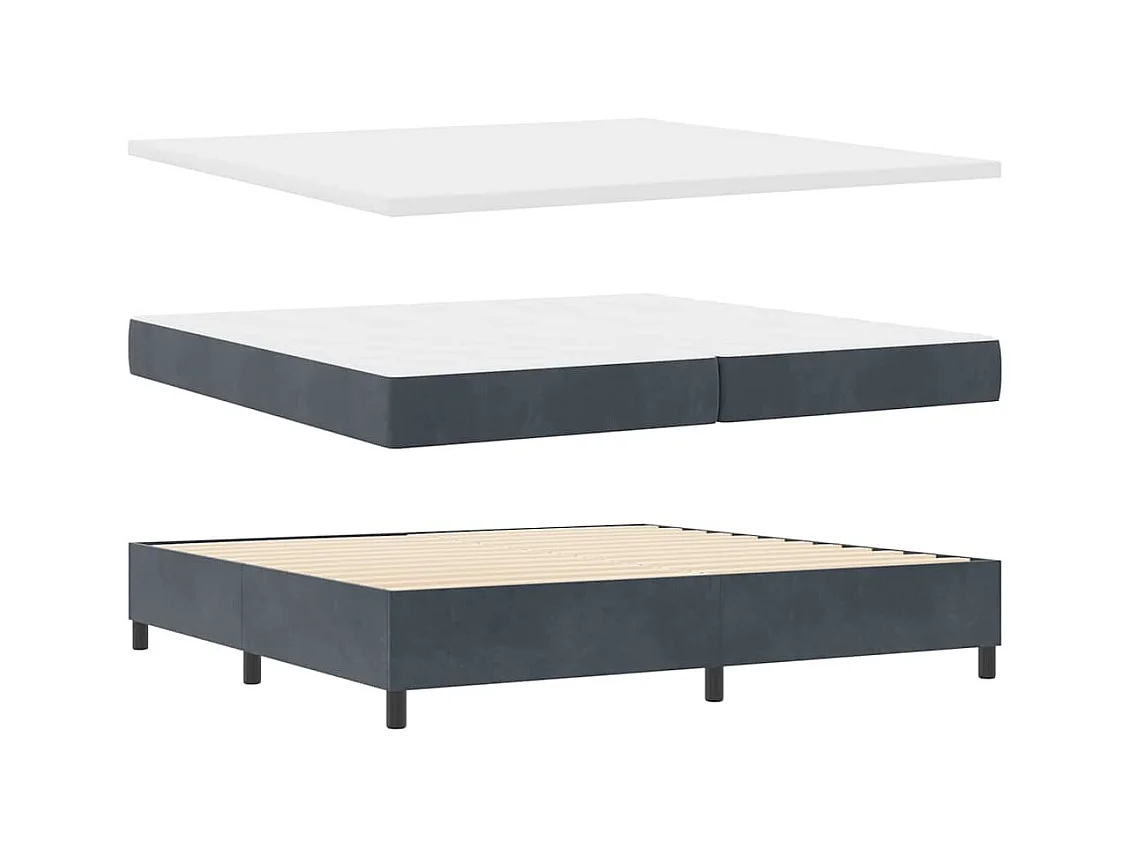 Lit à ressorts avec matelas Gris foncé 200 x 200 cm Velours