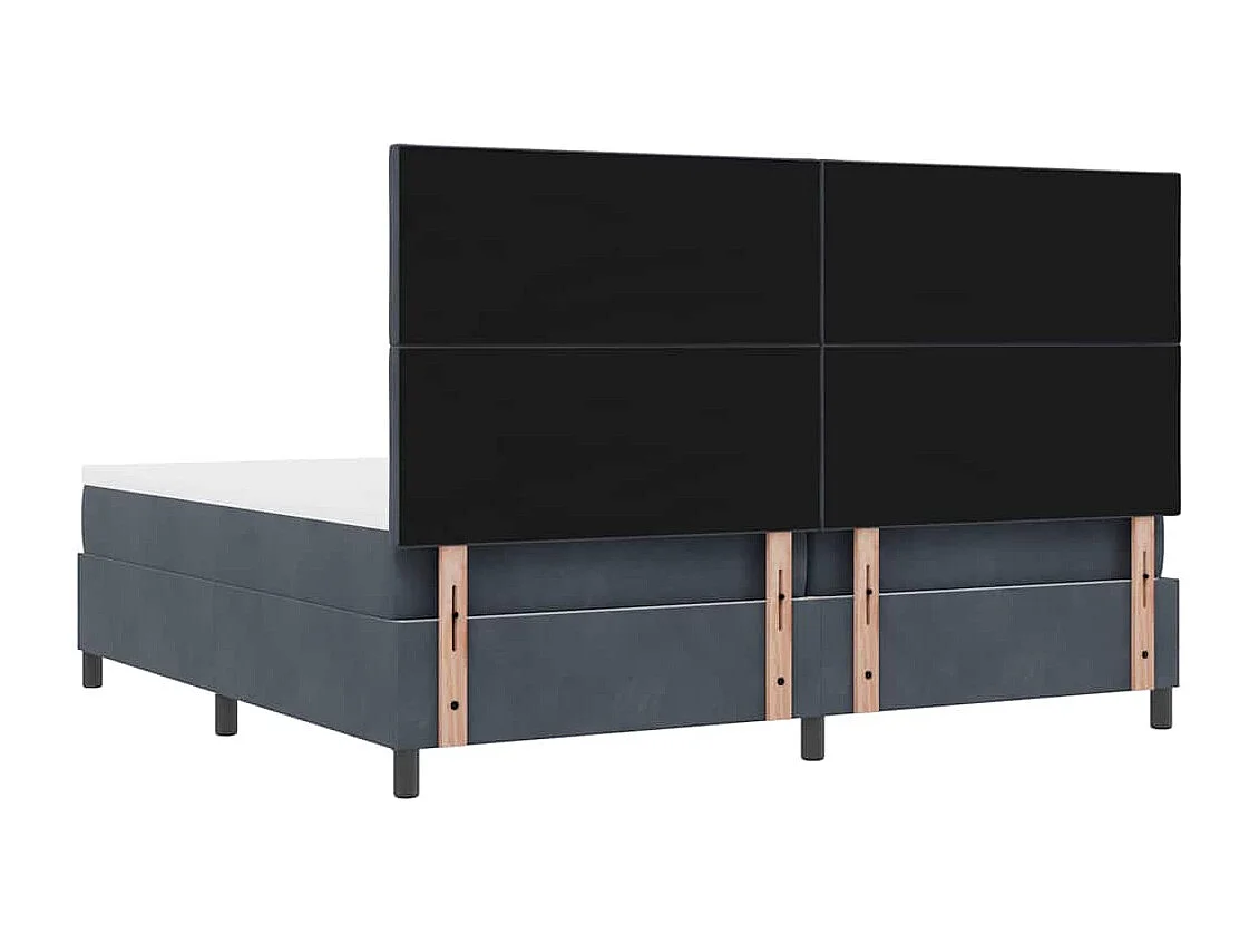 Lit à ressorts avec matelas Gris foncé 200 x 200 cm Velours
