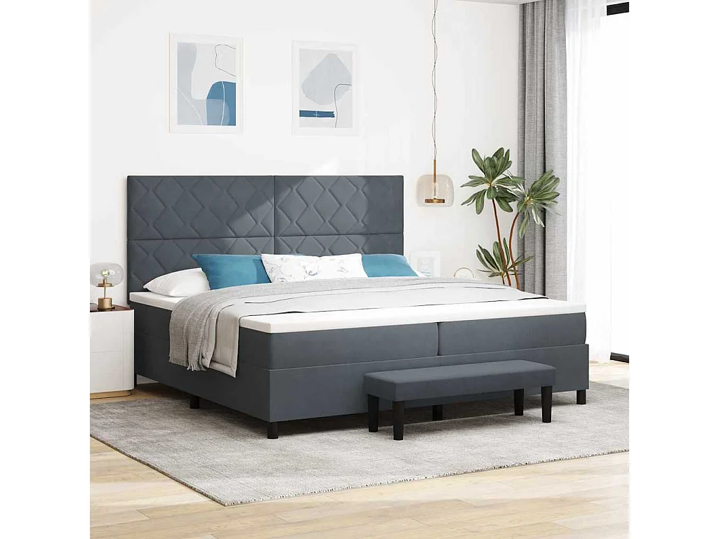 Boxspring bed met matras Donkergrijs 200 x 200 cm Fluweel