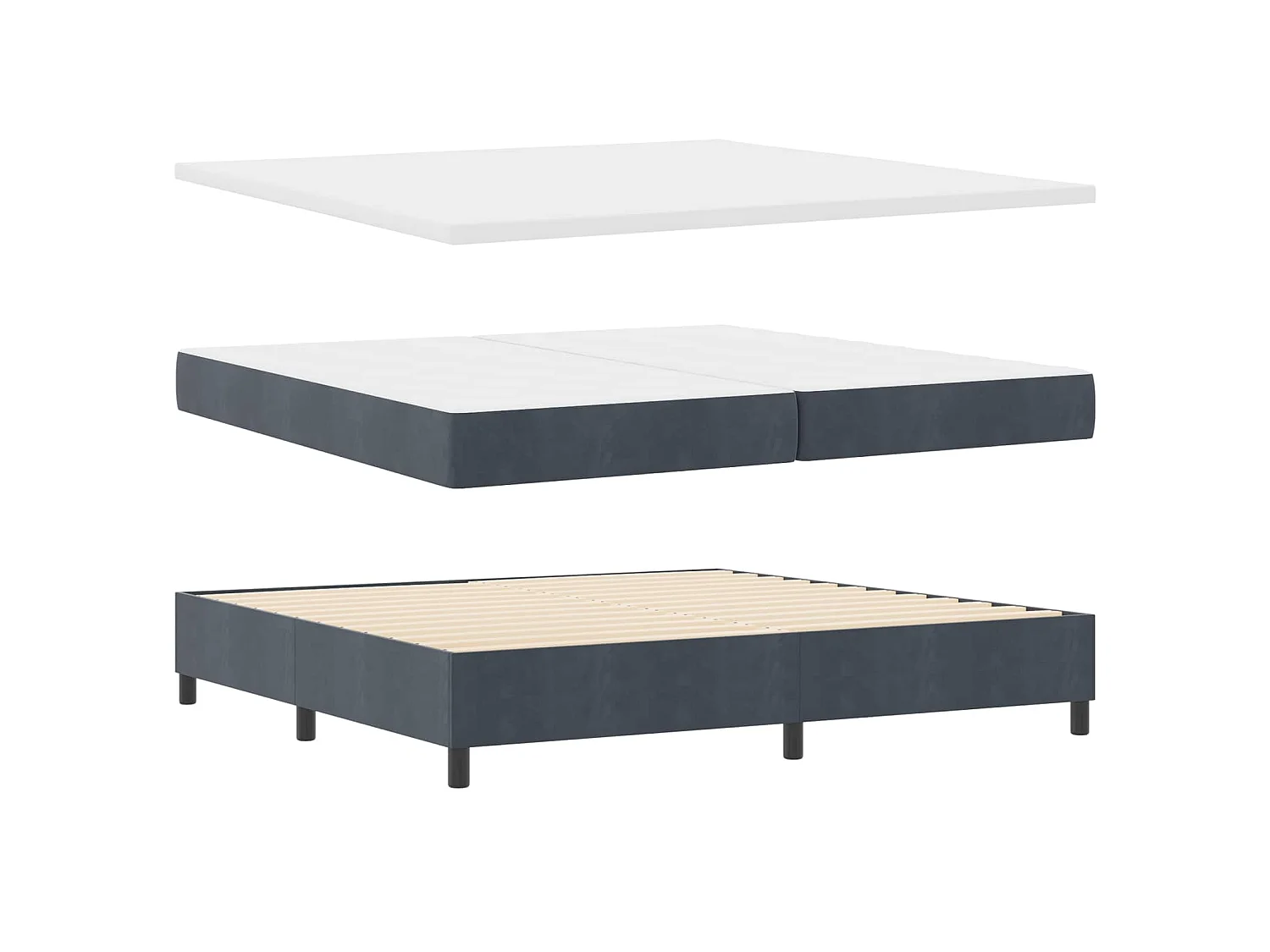 Boxspring bed met hoofdeinde Donkergrijs 200 x 200 cm Fluweel
