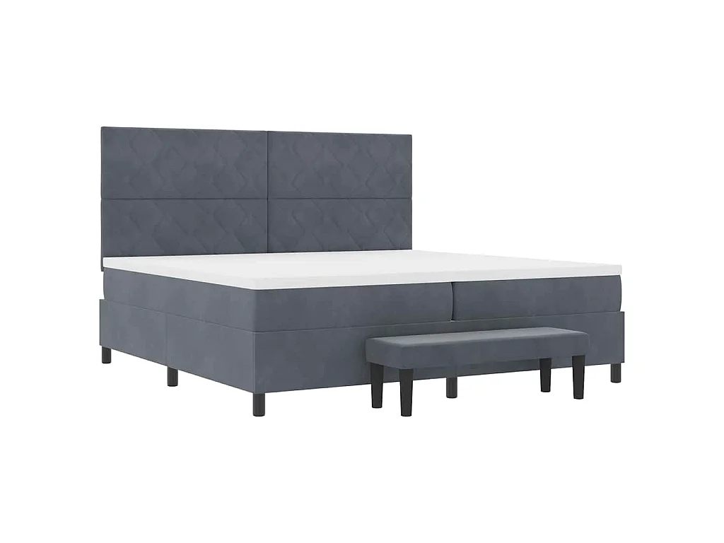 Boxspring bed met hoofdeinde Donkergrijs 200 x 200 cm Fluweel