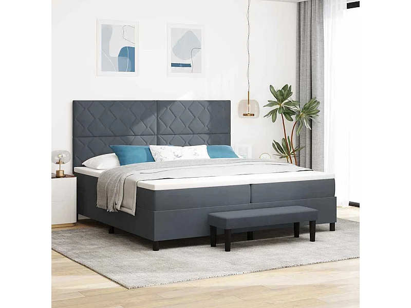 Boxspring bed met matras Donkergrijs 200 x 200 cm Fluweel
