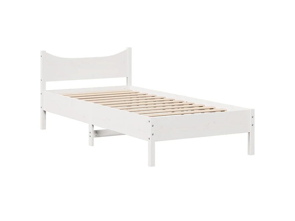 Cadre de lit avec tête de lit blanc 75x190cm bois de pin massif