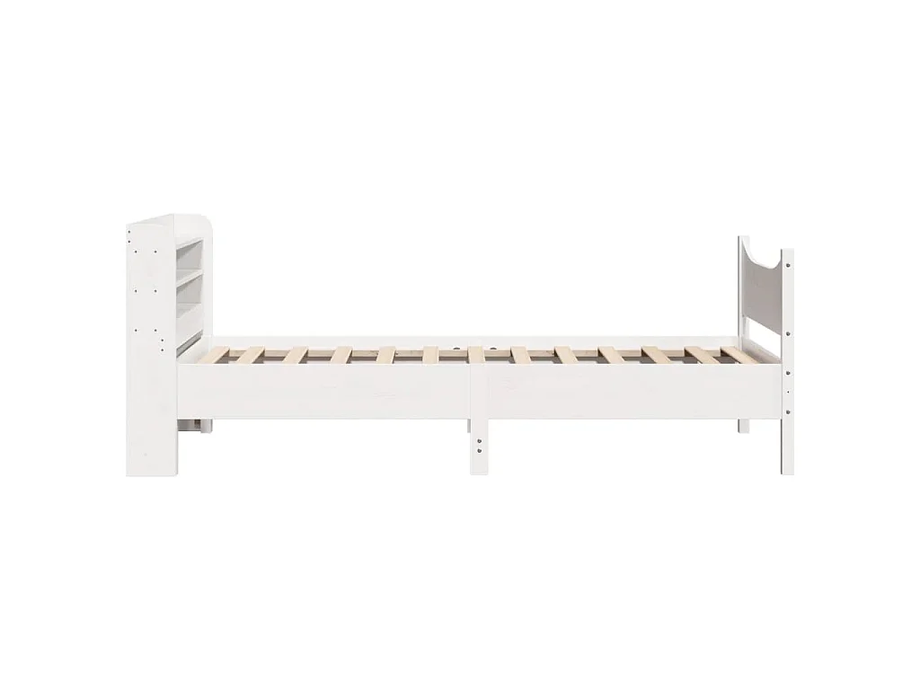 Cadre de lit avec tête de lit blanc 75x190cm bois de pin massif