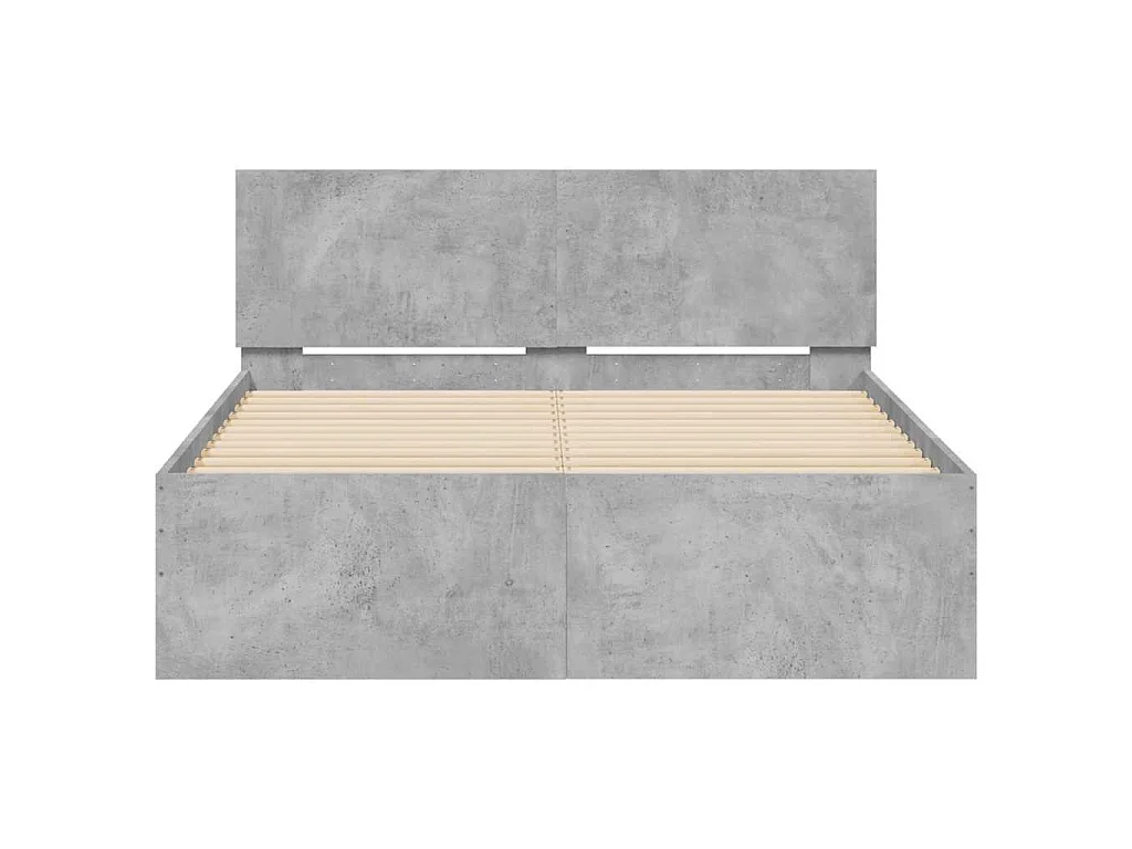Giroletto con Testiera e LED Grigio Cemento 135x190 cm