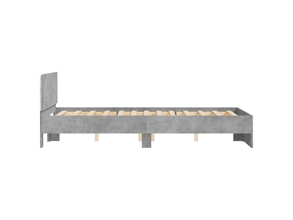 Giroletto con Testiera e LED Grigio Cemento 135x190 cm