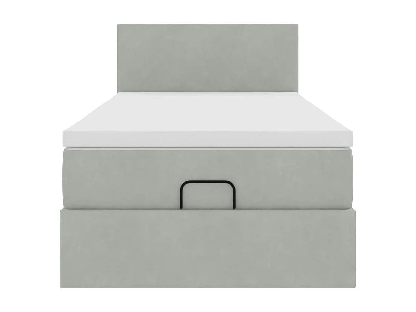 Cadre de lit ottoman avec matelas gris clair 80x200 cm velours