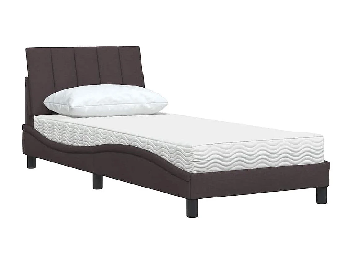 Letto con Materasso Hanko Marrone Scuro 80x200 cm in Tessuto
