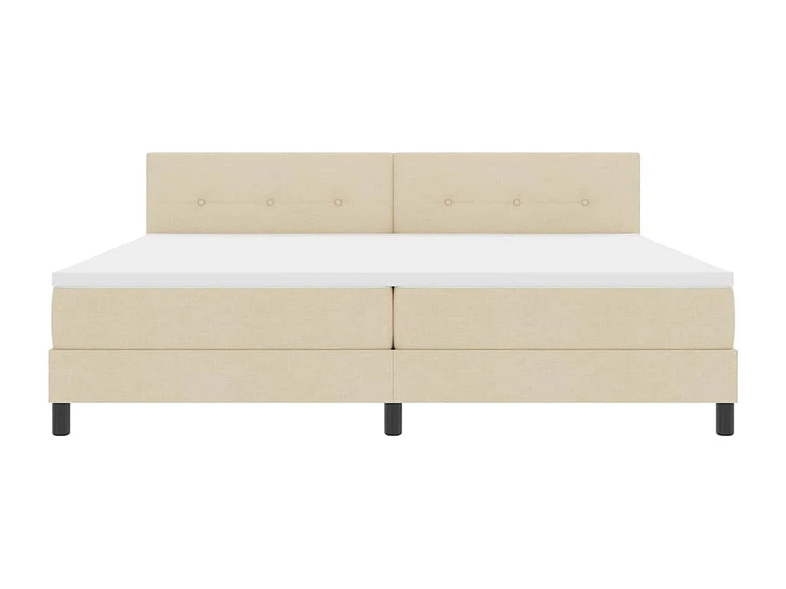 Letto a molle con materasso Crema 200 x 200 cm Tessuto