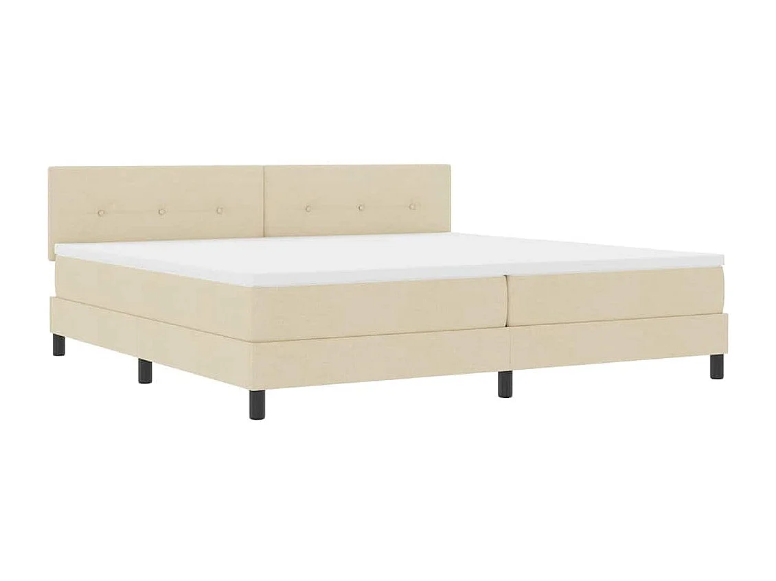 Lit à ressorts avec matelas Crème 200 x 200 cm tissu