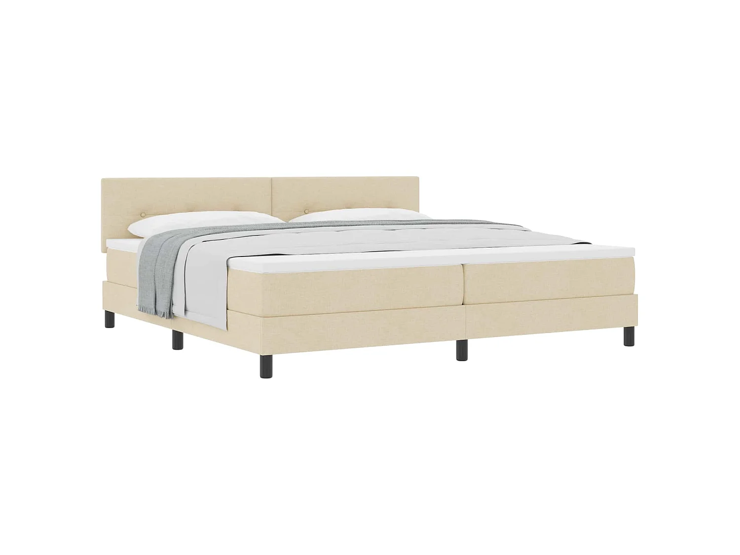Boxspringbed met hoofdeinde Crème 200 x 200 cm Stof