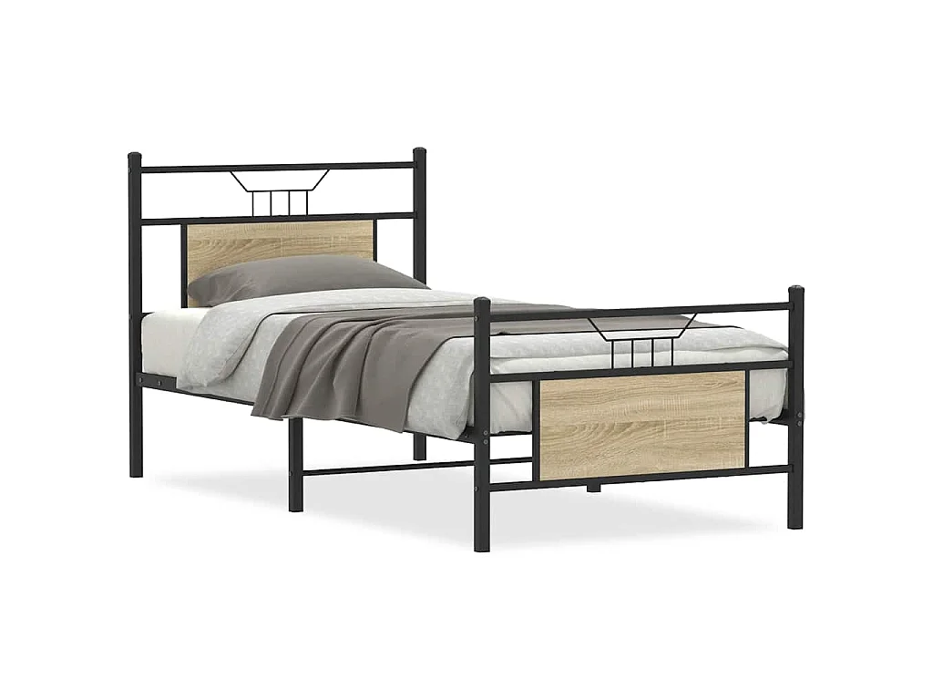 Cadre de lit sans matelas chêne sonoma 75x190 cm
