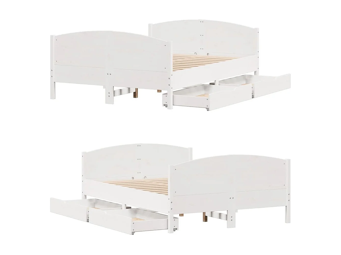 Cadre de lit sans matelas blanc 135x190 cm bois de pin massif