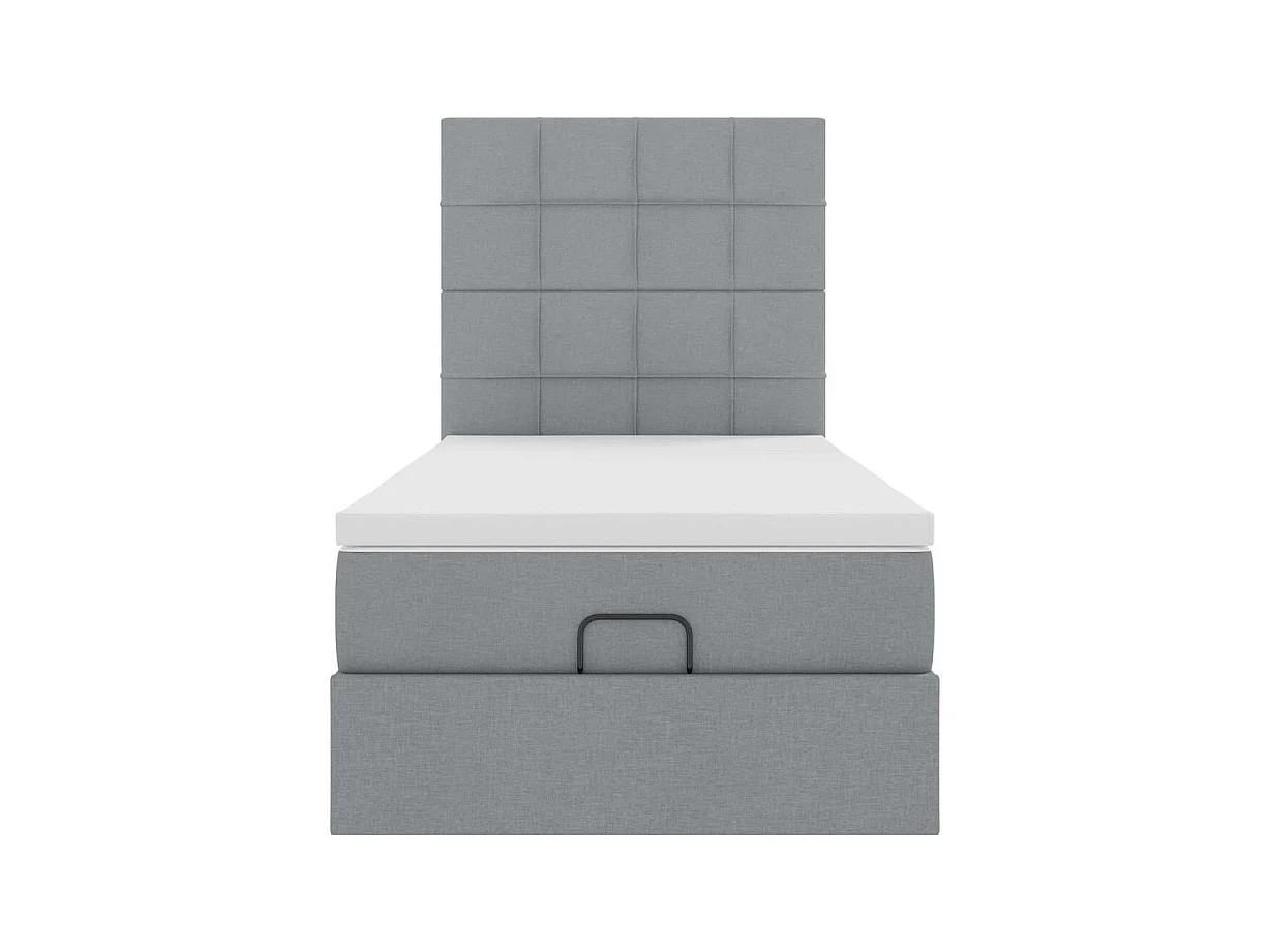 Cadre de lit ottoman avec matelas gris clair 80x200 cm tissu
