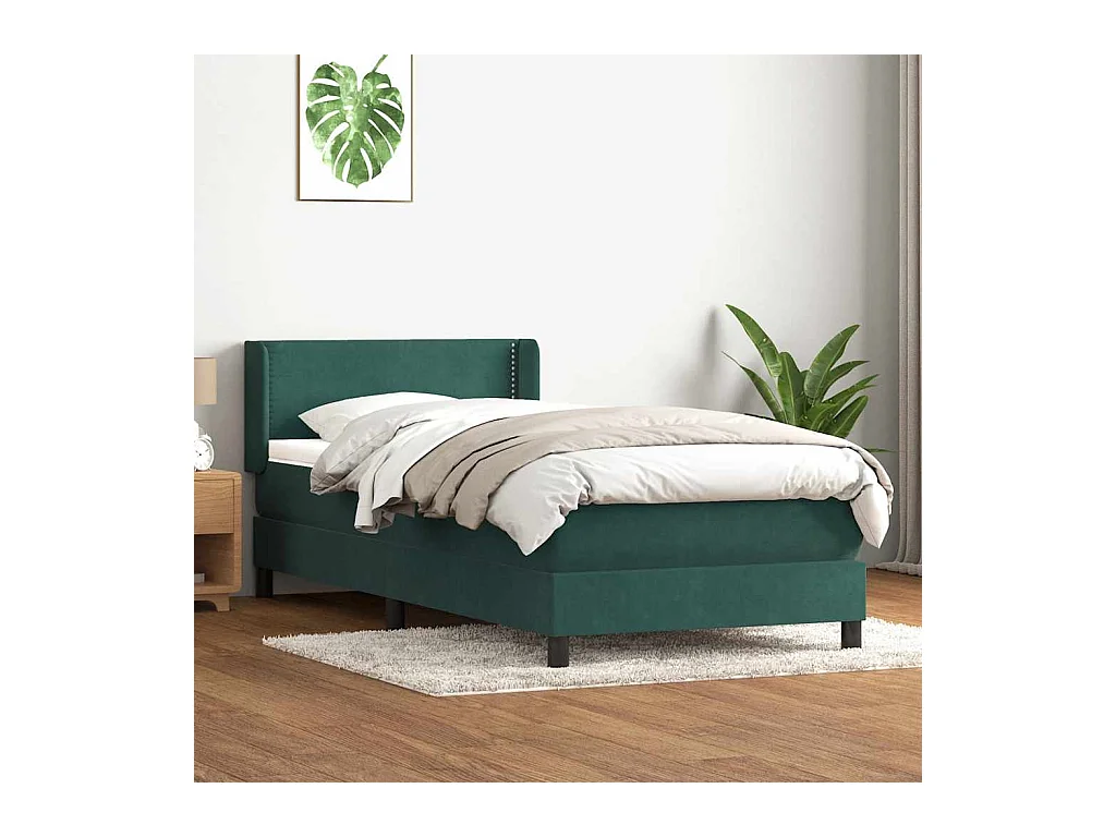 Giroletto a Molle con Materasso Verde Scuro 80x220 cm Velluto