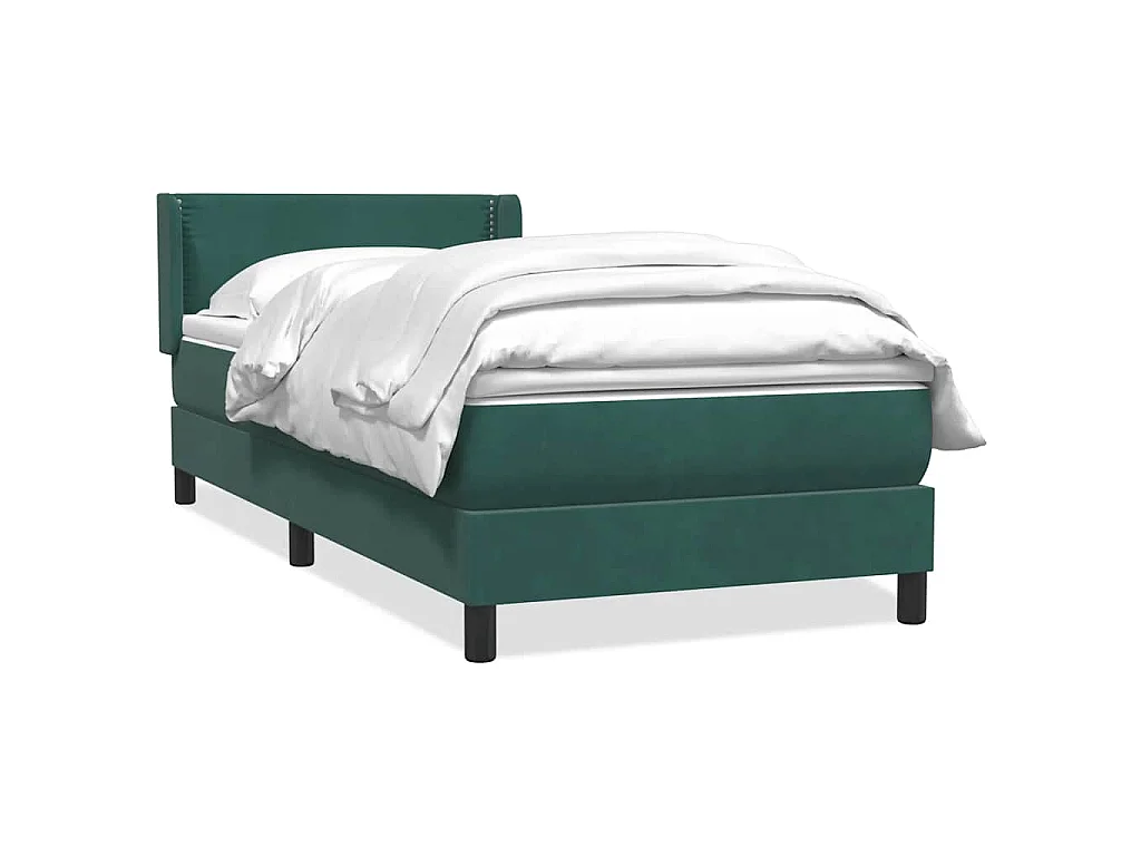 Giroletto a Molle con Materasso Verde Scuro 80x220 cm Velluto