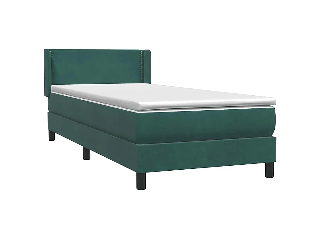 Giroletto a Molle con Materasso Verde Scuro 80x220 cm Velluto