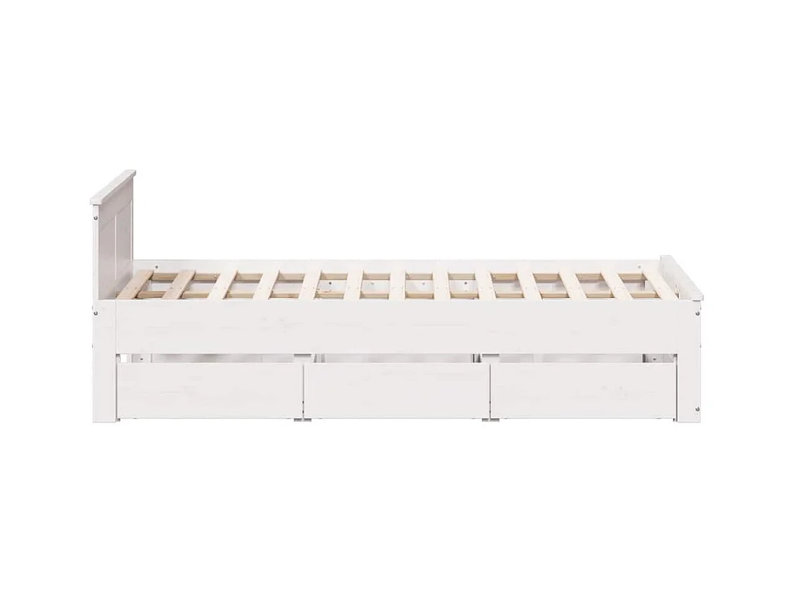 Massivholzbett ohne Matratze mit Kopfteil Weiß 135x190cm Kiefer