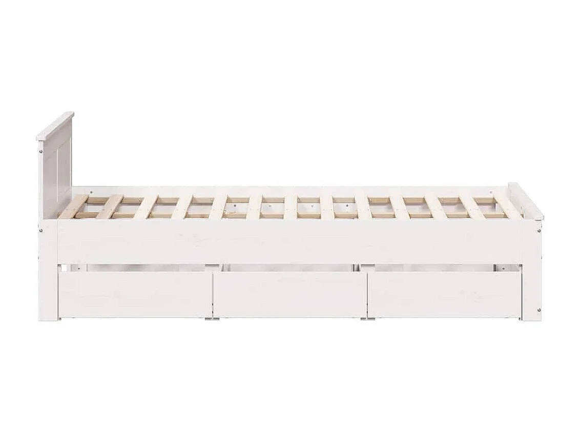 Bedframe zonder matras met hoofdbord grenenhout wit 135x190 cm