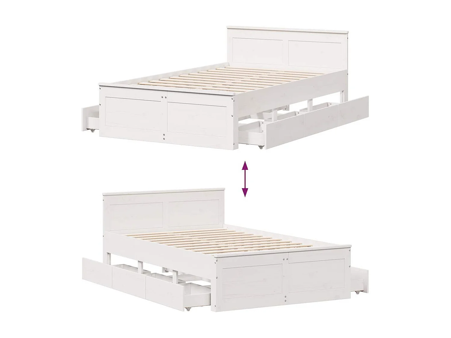 Bedframe zonder matras met hoofdbord grenenhout wit 135x190 cm
