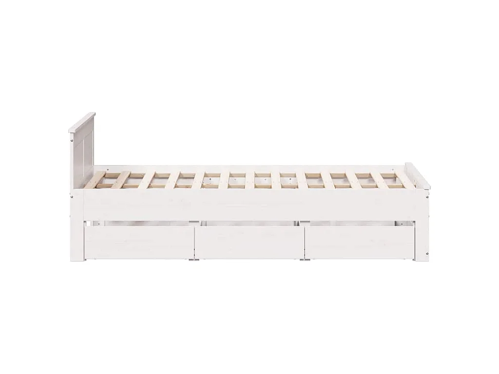 Cadre de lit sans matelas avec tête de lit blanc 135x190 cm pin