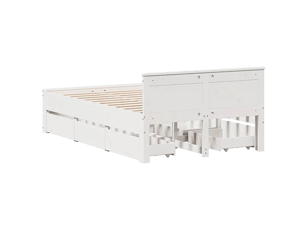 Cadre de lit sans matelas avec tête de lit blanc 135x190 cm pin