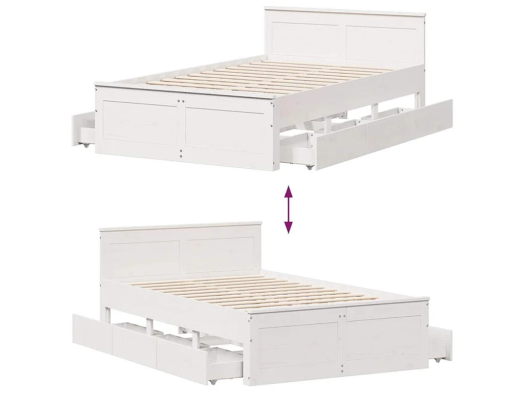 Cadre de lit sans matelas avec tête de lit blanc 135x190 cm pin
