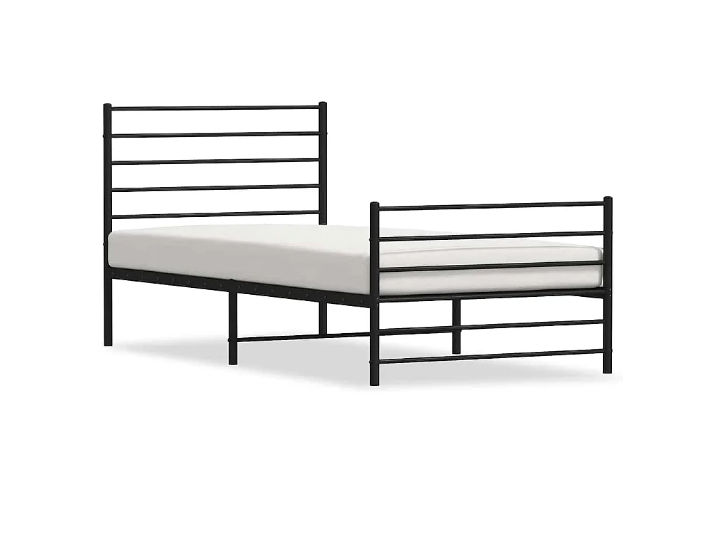 Cadre de lit métal sans matelas avec pied de lit noir 80x200 cm