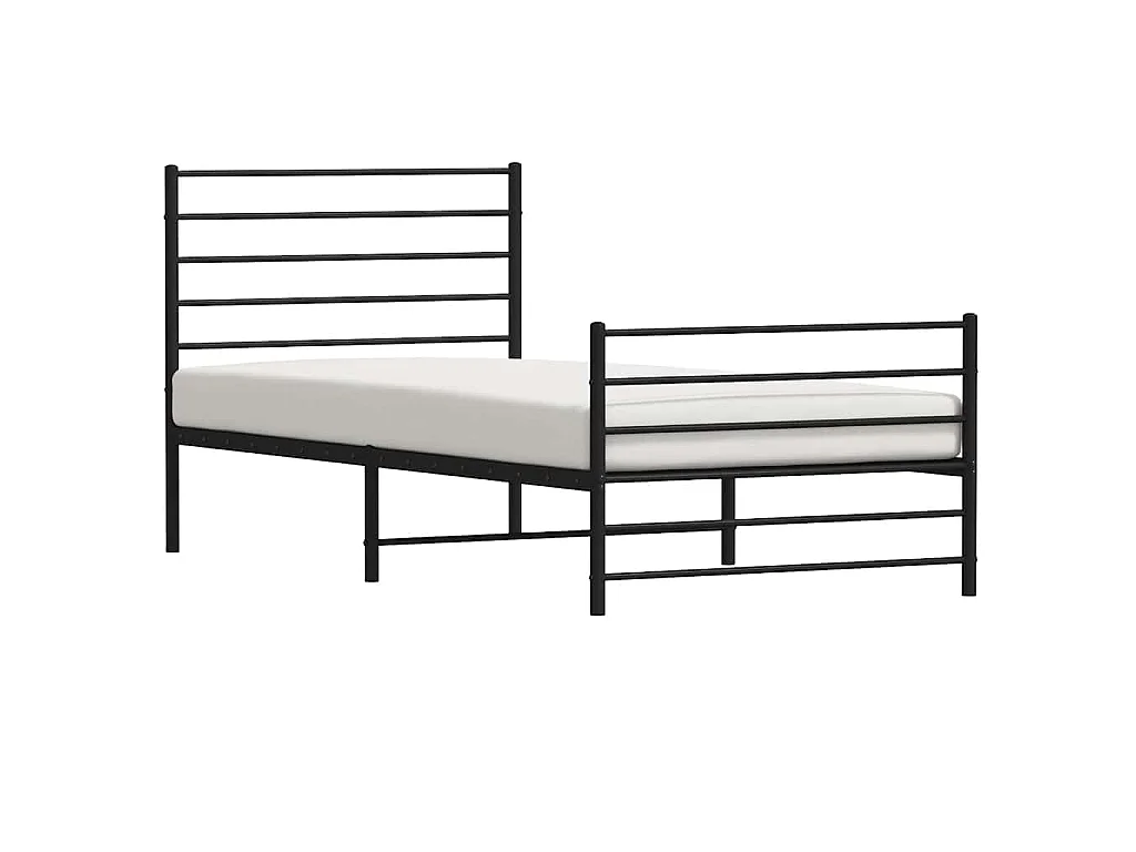 Cadre de lit métal sans matelas avec pied de lit noir 80x200 cm