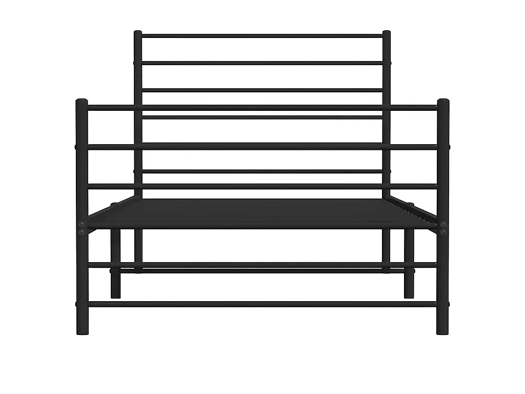 Cadre de lit métal sans matelas avec pied de lit noir 80x200 cm