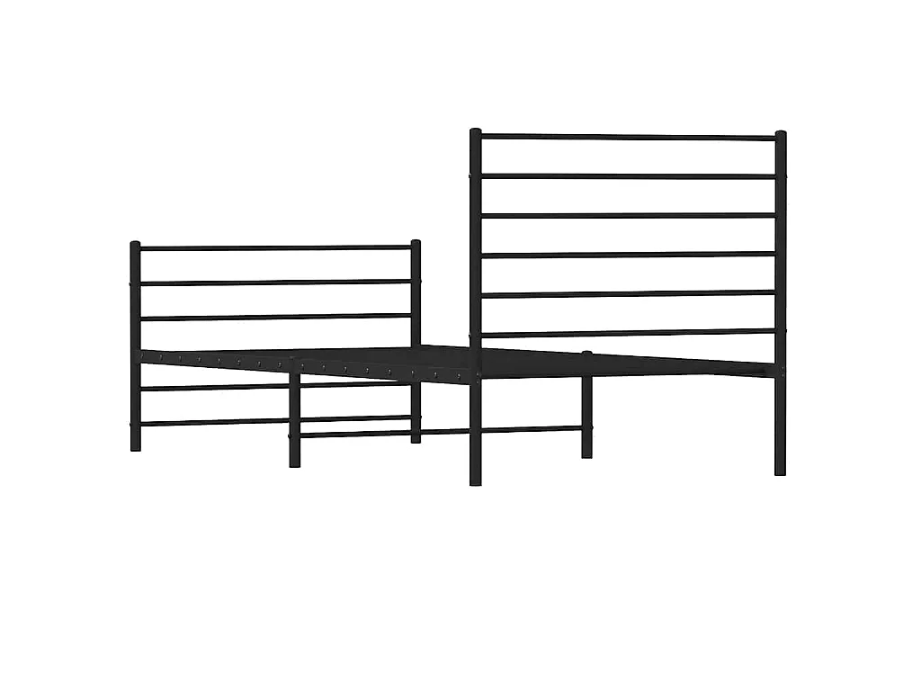 Cadre de lit métal sans matelas avec pied de lit noir 80x200 cm