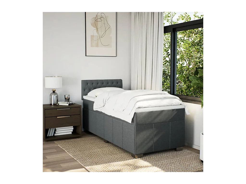 Boxspringbett mit Matratze Dunkelgrau 80x200 cm Stoff