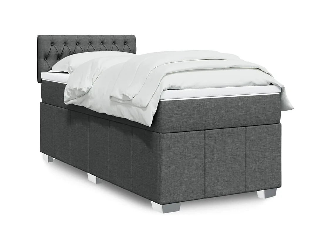 Sommier à lattes de lit avec matelas Gris foncé 80x200 cm Tissu