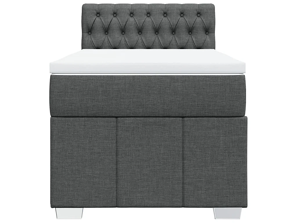 Cama box spring con colchón tela gris oscuro 80x200 cm