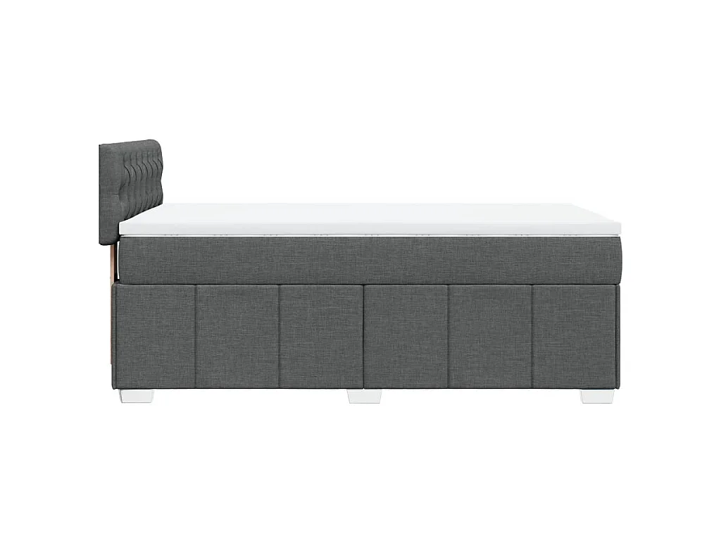 Cama box spring con colchón tela gris oscuro 80x200 cm