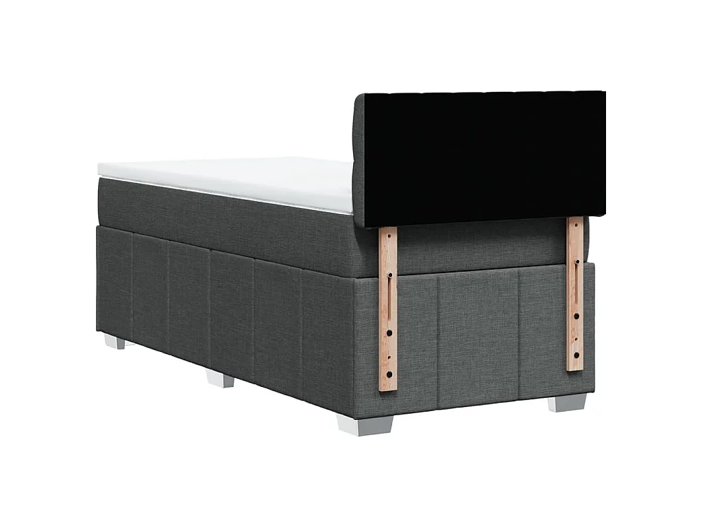 Cama box spring con colchón tela gris oscuro 80x200 cm