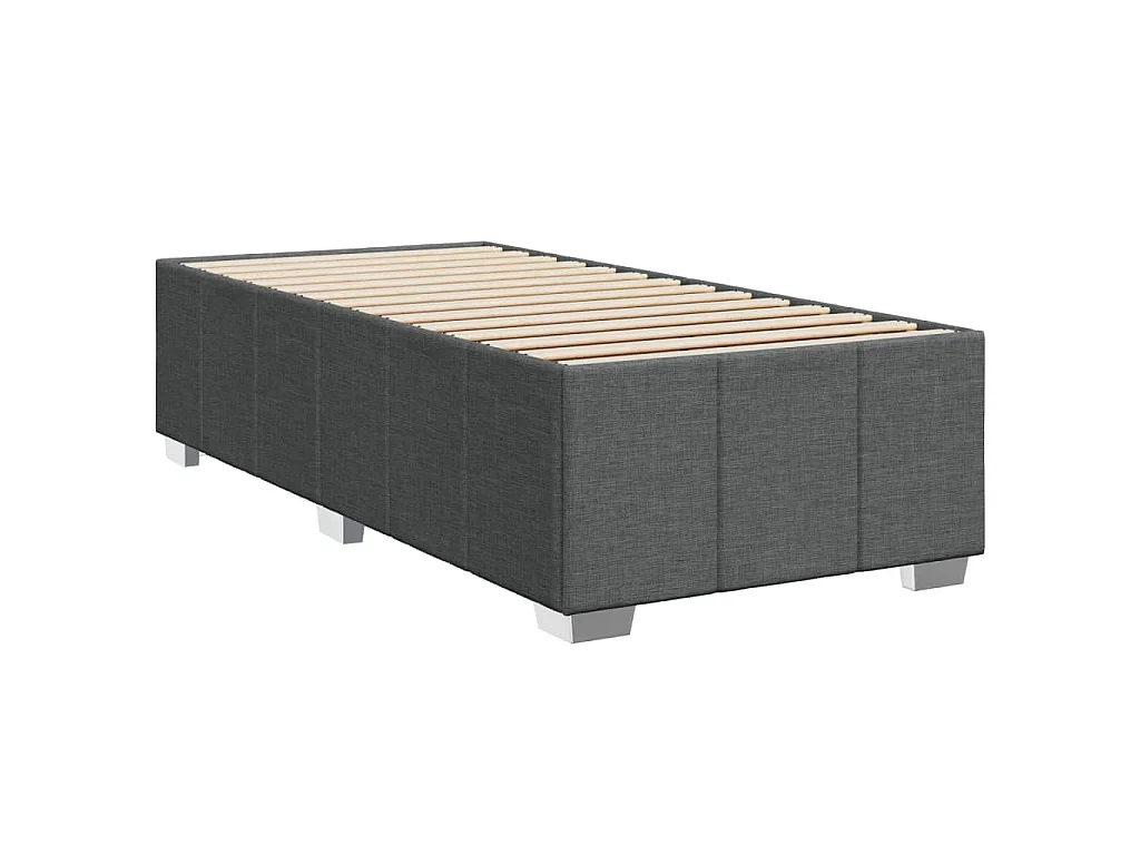 Cama box spring con colchón tela gris oscuro 80x200 cm