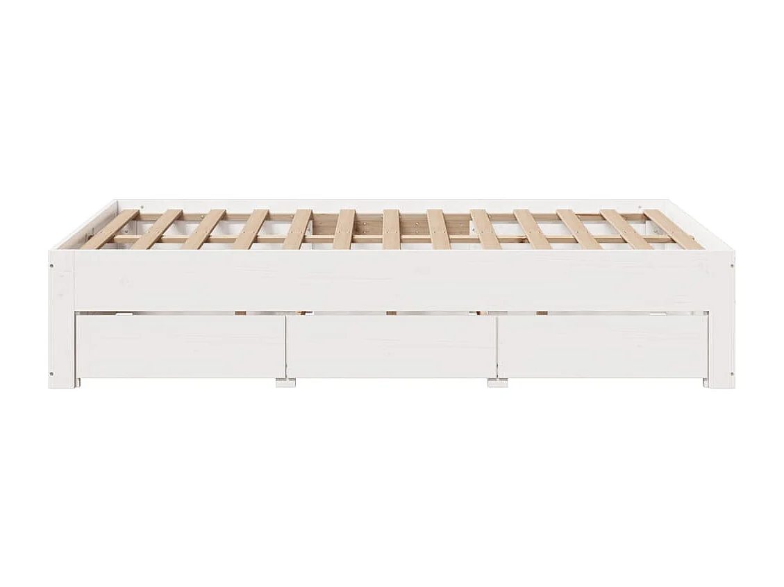 Cadre de lit sans matelas avec tiroirs 135x190 cm bois de pin
